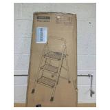 Sturdy Steel 3 Step Ladder, Folding Step Stool with Handrail, Anti-Slip