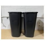 LOT OF 2 Rubbermaid Commercial Deskside 10 gal Rectangular Indoor Plastic Can, Black, None, Plastic, 11 in