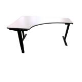 Power Sit Stand Desk with Memory Settings Right Return that measures 70" wide / 46" deep / Adjusts between 24.5" to 50" tall