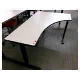 Power Sit Stand Desk with Memory Settings Left Return that measures 70" wide / 46" deep / Adjusts between 24.5" to 50" tall