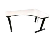 Power Sit Stand Desk with Memory Settings Left Return that measures 70" wide / 46" deep / Adjusts between 24.5" to 50" tall