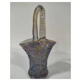 Imperial Carnival Glass Smoked Gray Daisy Basket