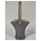 Imperial Carnival Glass Smoked Gray Daisy Basket