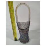 Imperial Carnival Glass Smoked Gray Daisy Basket