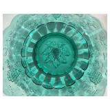 Fenton Teal Grape Pattern Serving Platter