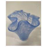 Handblown Art Glass Vase w/Handkerchief Rim