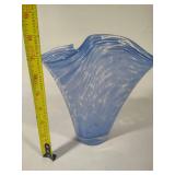 Handblown Art Glass Vase w/Handkerchief Rim