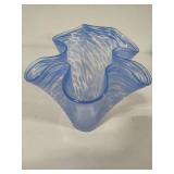 Handblown Art Glass Vase w/Handkerchief Rim