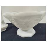 Milk Glass Vase & Pedestal Bowl