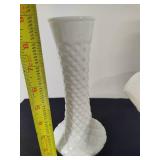 Milk Glass Vase & Pedestal Bowl