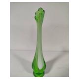 Green & White Swung Glass Vase