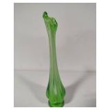 Green & White Swung Glass Vase