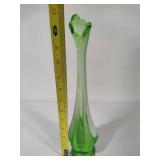 Green & White Swung Glass Vase