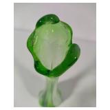 Green & White Swung Glass Vase