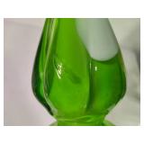 Green & White Swung Glass Vase