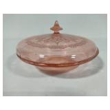 Jeanette Pink Depression Glass Covered Bowl