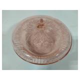Jeanette Pink Depression Glass Covered Bowl