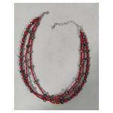 925 Jay King DTR Three Strand Red Coral & Gray Pearl Necklace w/Matching Earrings & Bracelet