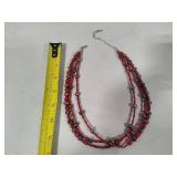 925 Jay King DTR Three Strand Red Coral & Gray Pearl Necklace w/Matching Earrings & Bracelet