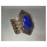Silver Tone Lapis Cuff Bracelet