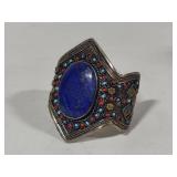 Silver Tone Lapis Cuff Bracelet