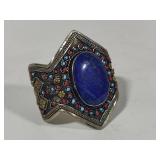 Silver Tone Lapis Cuff Bracelet