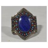 Silver Tone Lapis Cuff Bracelet
