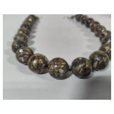 925 Turritella Agate Round Beaded Necklace