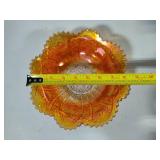 Jeanette Marigold Carnival Glass Scalloped Edge Bowl