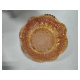 Jeanette Marigold Carnival Glass Scalloped Edge Bowl