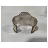 Silver Tone Nephrite Cuff Bracelet