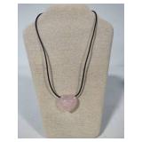925 Jay King DTR Rose Quartz Heart Pendant on Corded Necklace