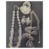 Graziano Lucite Dangle & Beaded Necklaces, Bracelet & Earrings Set