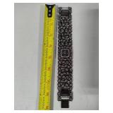 Adrienne Black Pebble & Crystal Bracelet Watch