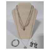 Asst Silver Tone Necklaces, Alpaca Earrings & Pendant