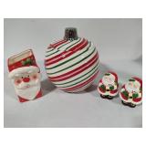Candy Cane Cookie Jar, Santa Salt & Pepper/Utensil Holder