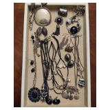 Lot of Asst Black/Silver Tone Costume Jewelry