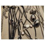 Lot of Asst Black/Silver Tone Costume Jewelry