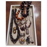 Lot of Asst Brown/Wood Tone Necklaces/Accessories