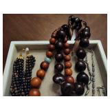 Lot of Asst Brown/Wood Tone Necklaces/Accessories