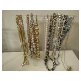 Lot of Silver & Gold Tone Pearl/Beaded Necklaces