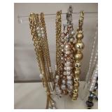 Lot of Silver & Gold Tone Pearl/Beaded Necklaces
