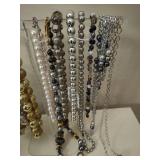 Lot of Silver & Gold Tone Pearl/Beaded Necklaces