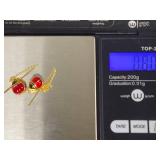 14K Yellow Gold Lady Bug Threader Earrings