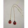 14K Yellow Gold Lady Bug Threader Earrings