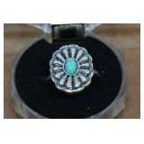 Silver Tone Ladies Turquoise Rings