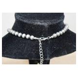 Silver Tone Turquoise Stone Necklace and Earring Set