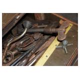 Wood Case with Assorted Tools - Clamps, Spinner Wrenches