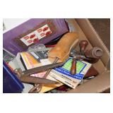 Assorted Hardware - Hand Drill, Hooks, Labels