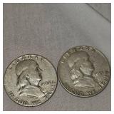 1952,1951 Franklin Halfs, 50c